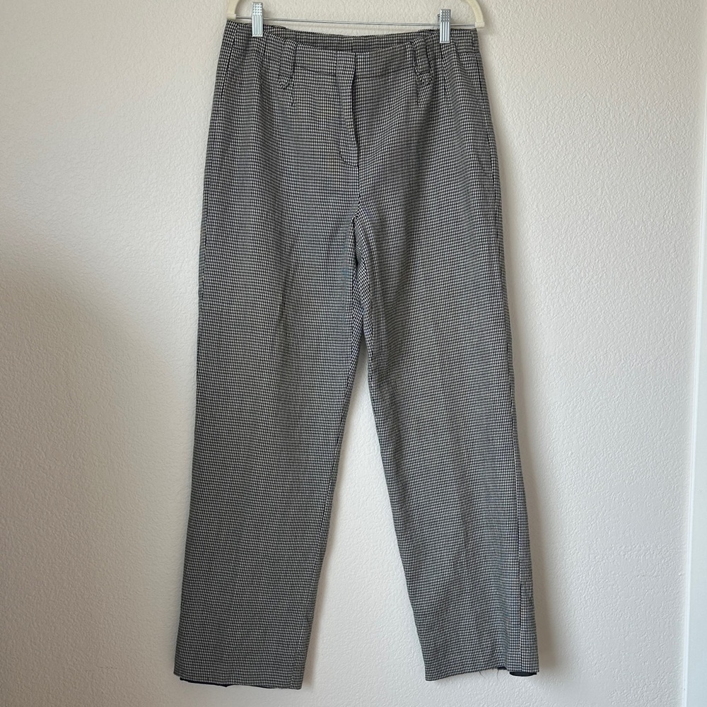 Harve Benard Wool Trousers Size 10 Black White Check Straight Leg (FLAWED)